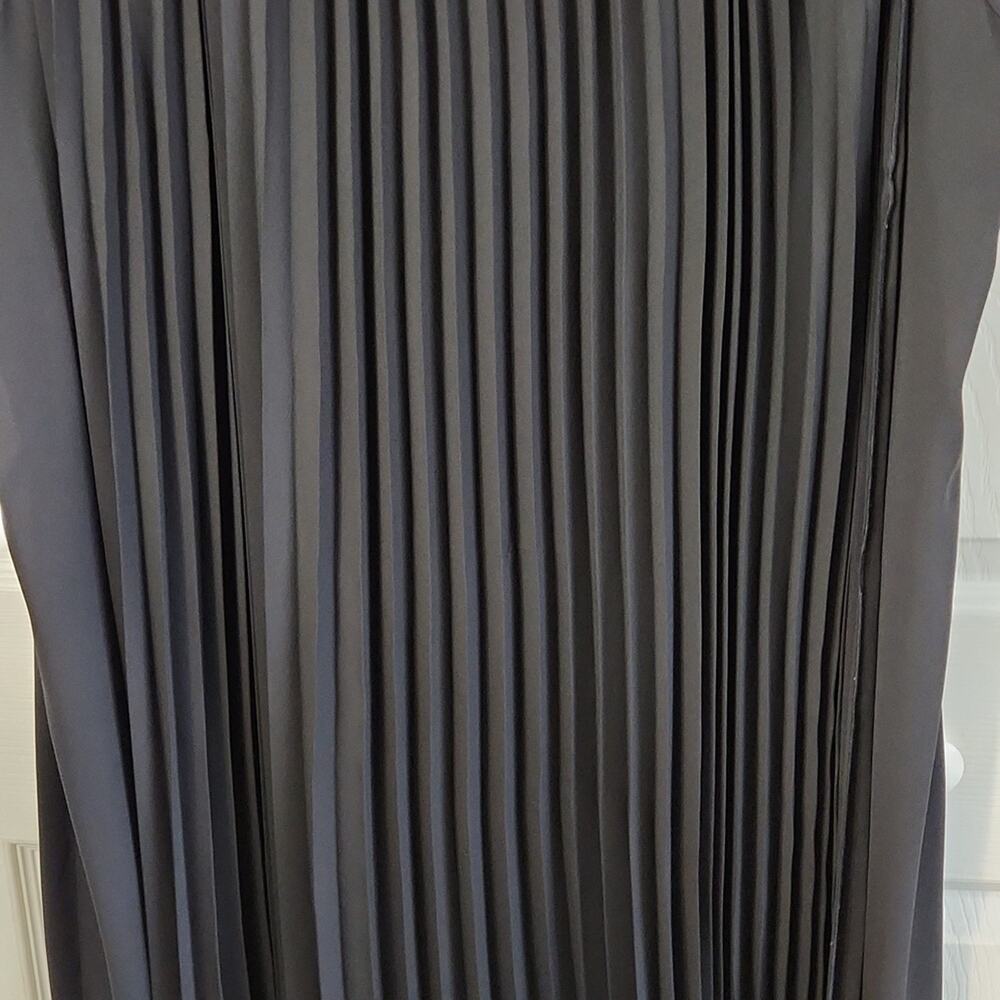 Catherines Womens Black Dress Size 30W‎ Accordian Overlay Midi Neutral Pleated - Picture 3 of 9